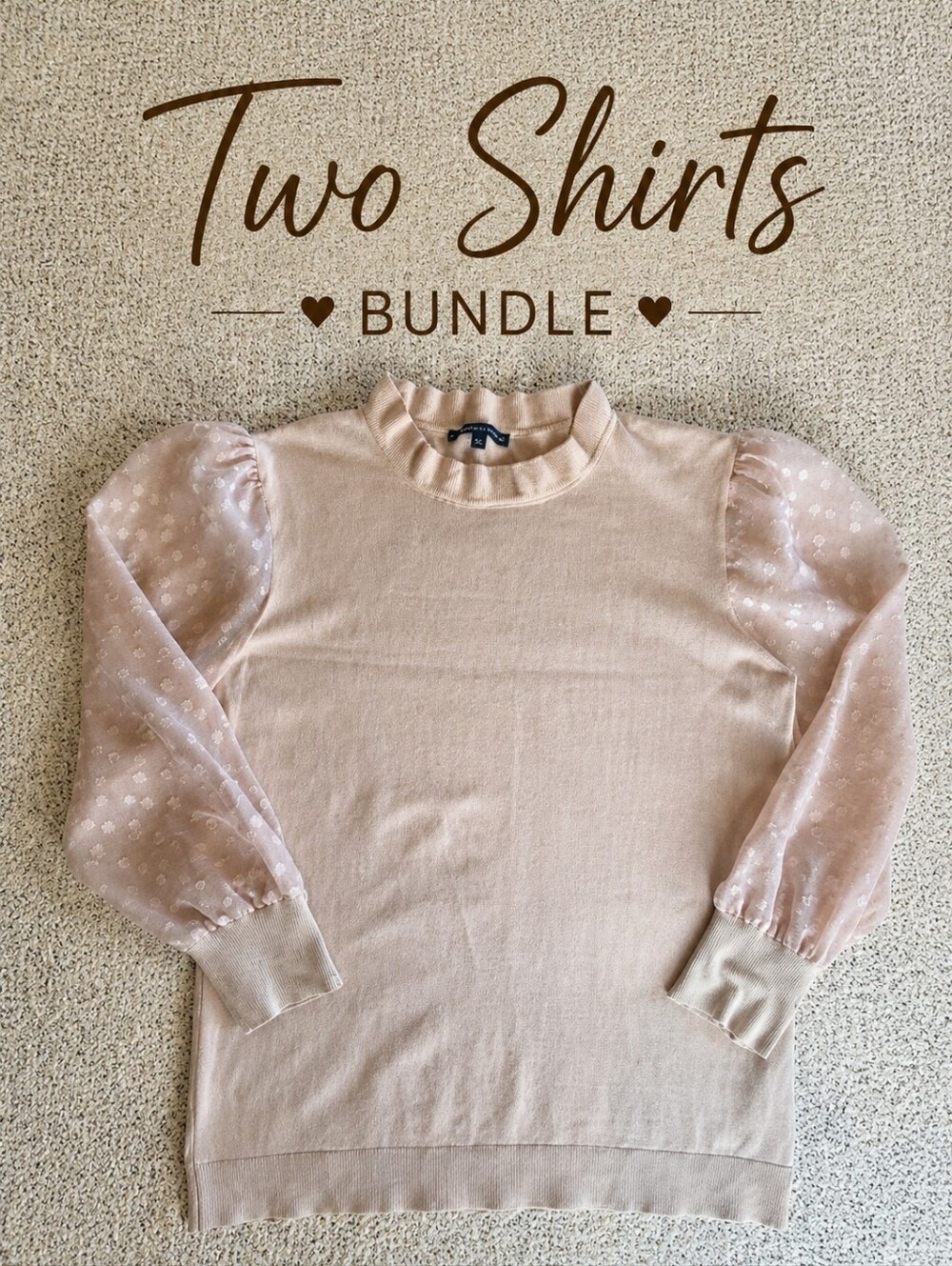 Adrianna Papell Tops Bundle Size S Ruffle Blouse Sheer Puff Sleeve Sweater